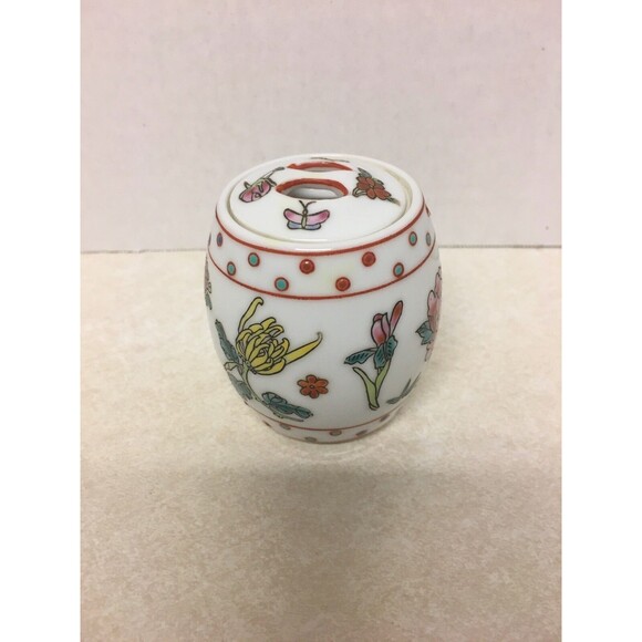 Unbranded Other - Vintage Porcelain Chinese Barrel Shaped Covered Trinket Box